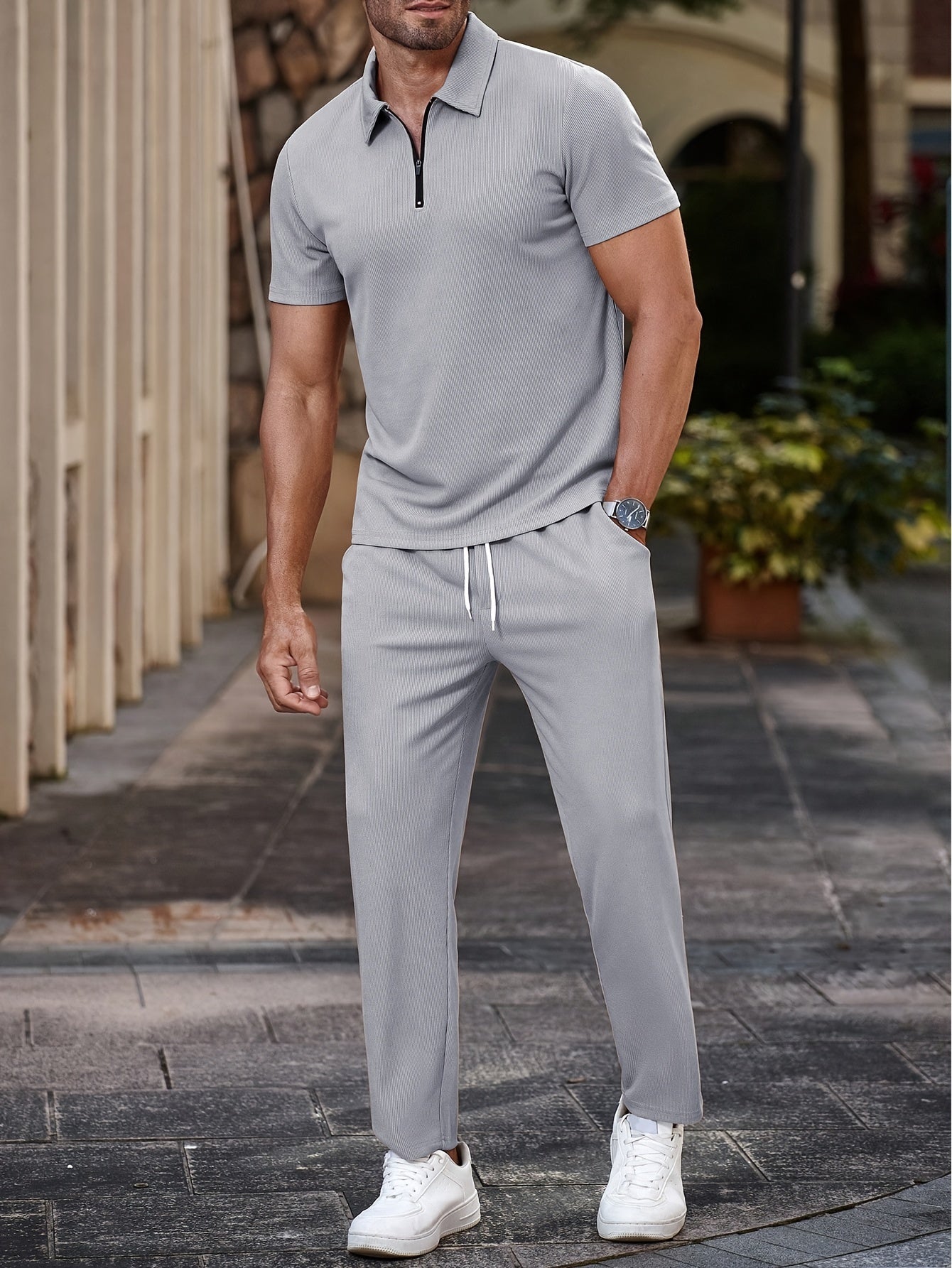 Nico - Sporty Zip Up Polo Set for Men