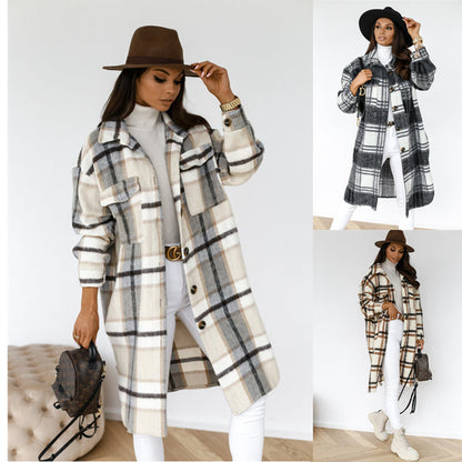 Holly™ - Elegant in a plaid long wool coat