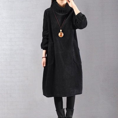 Annabelle - Long Sleeve Corduroy Winter Dress