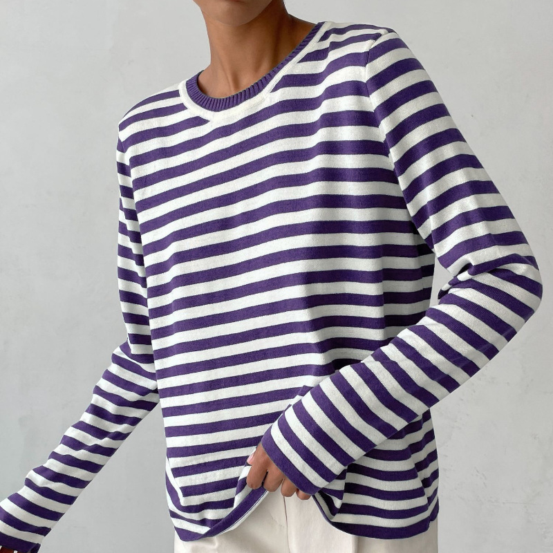 Lourdes - Striped Shirt with Ribbed Collar