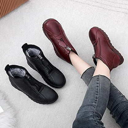 Non-slip women's ankle boots made of genuine leather™ - Elegance and comfort with every step