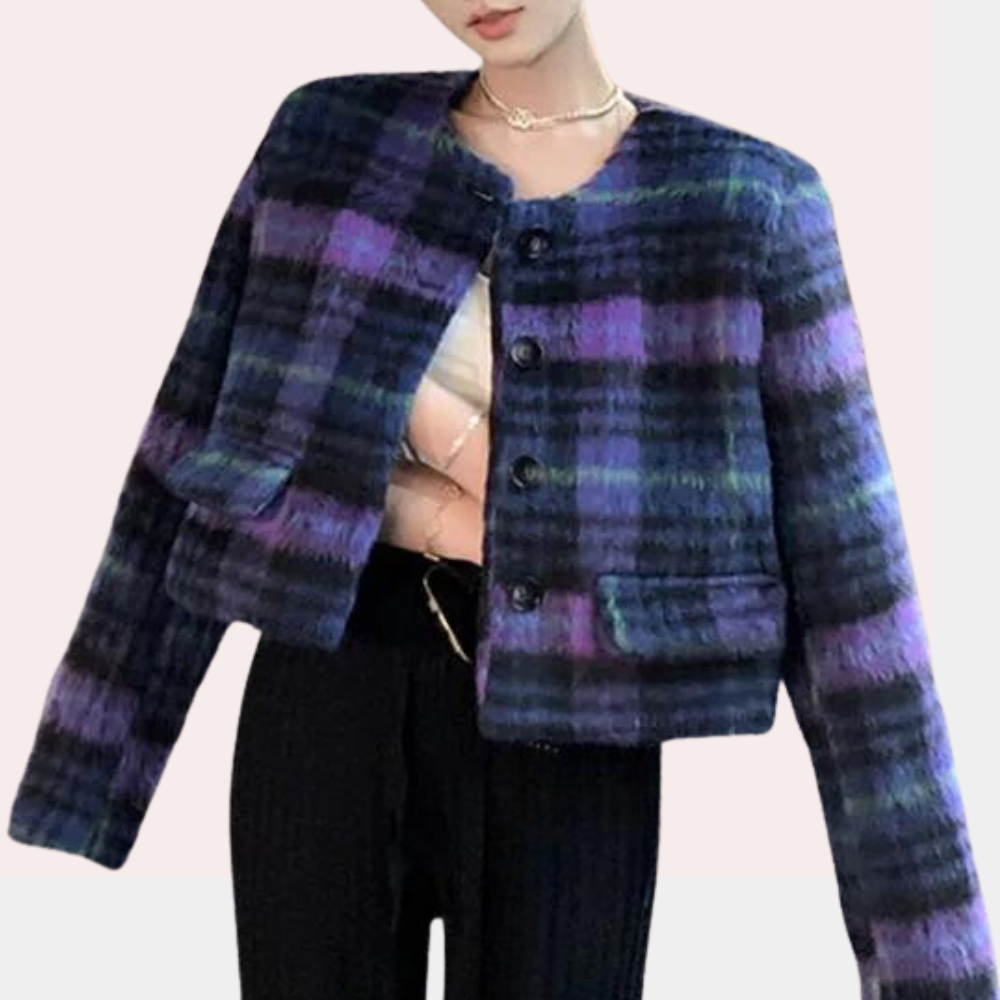 Eula - Elegant Women's Check Jacket