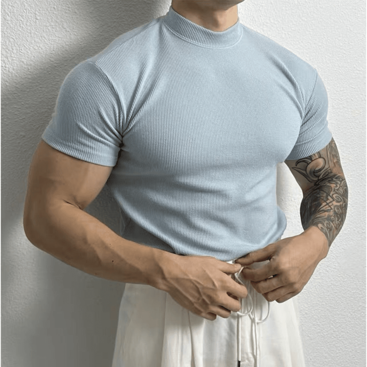 Fint - Sharp Cut Ribbed Knit Top for Men