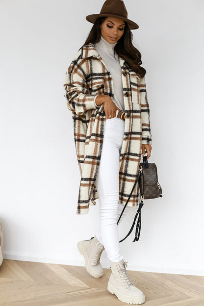 Holly™ - Elegant in a plaid long wool coat