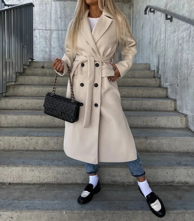 Women’s Coat with Waist Belt and Classic Fit