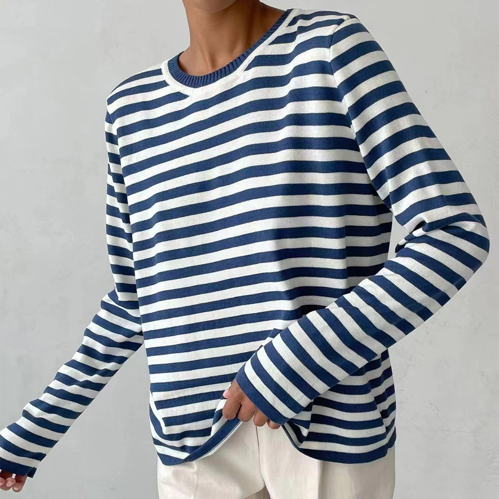 Lourdes - Striped Shirt with Ribbed Collar