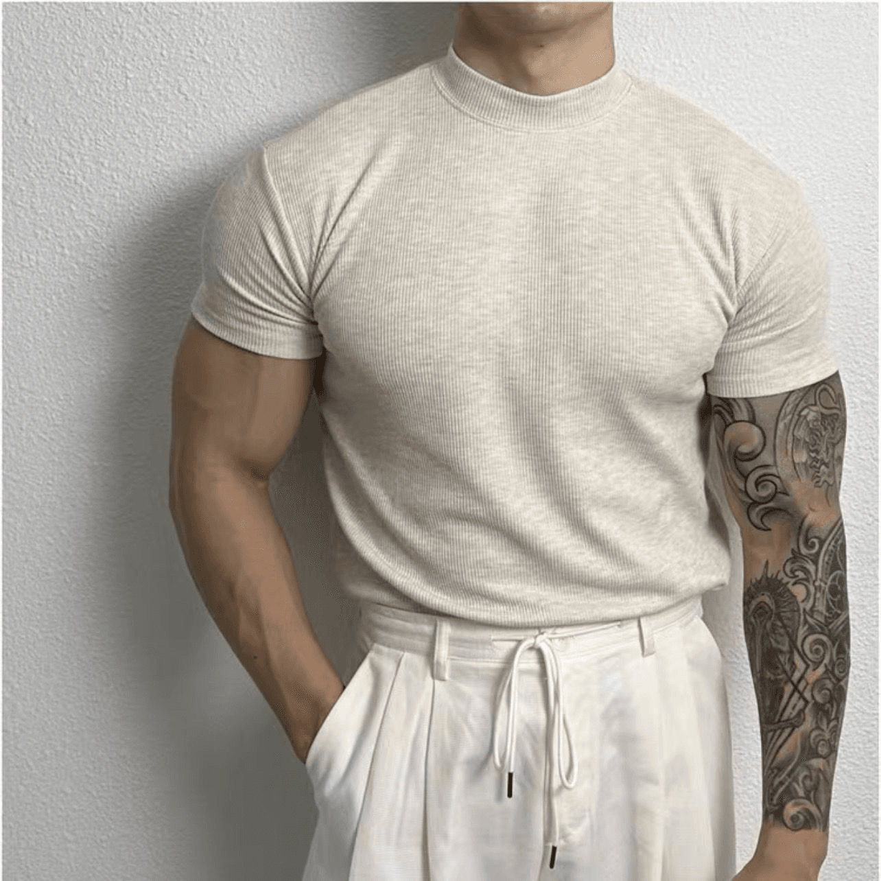 Fint - Sharp Cut Ribbed Knit Top for Men