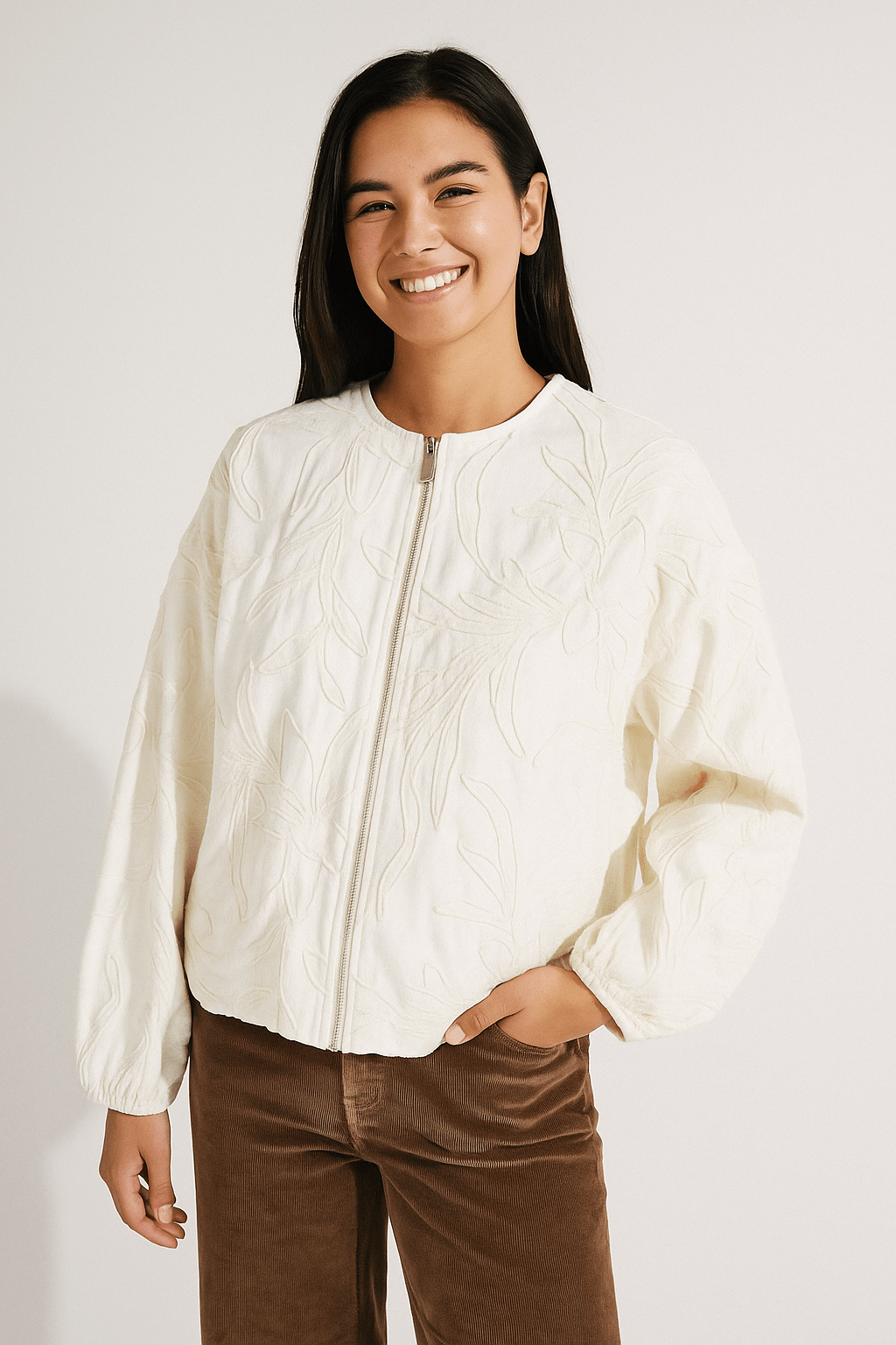 Women’s Embroidered Jacket with Zipper