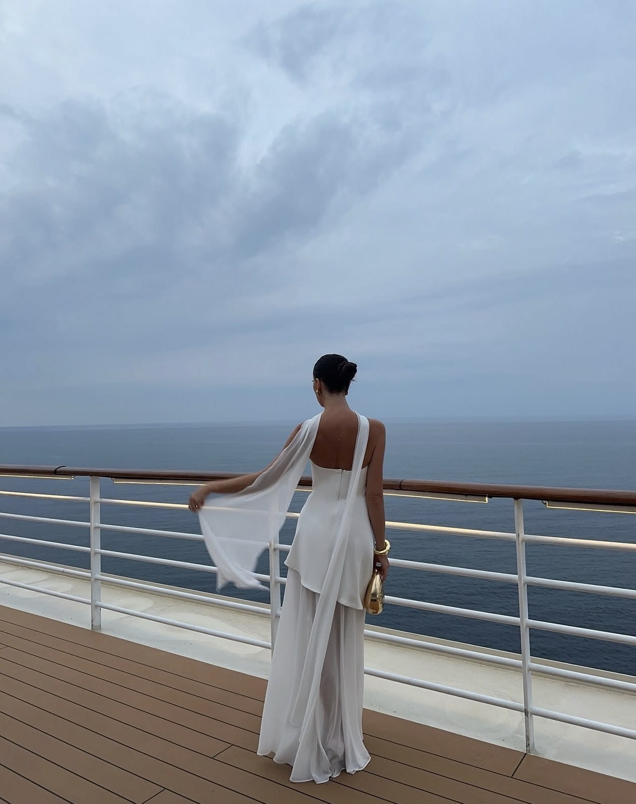 Asymmetrical Maxi Dress with Sheer Skirting Detachable Tie