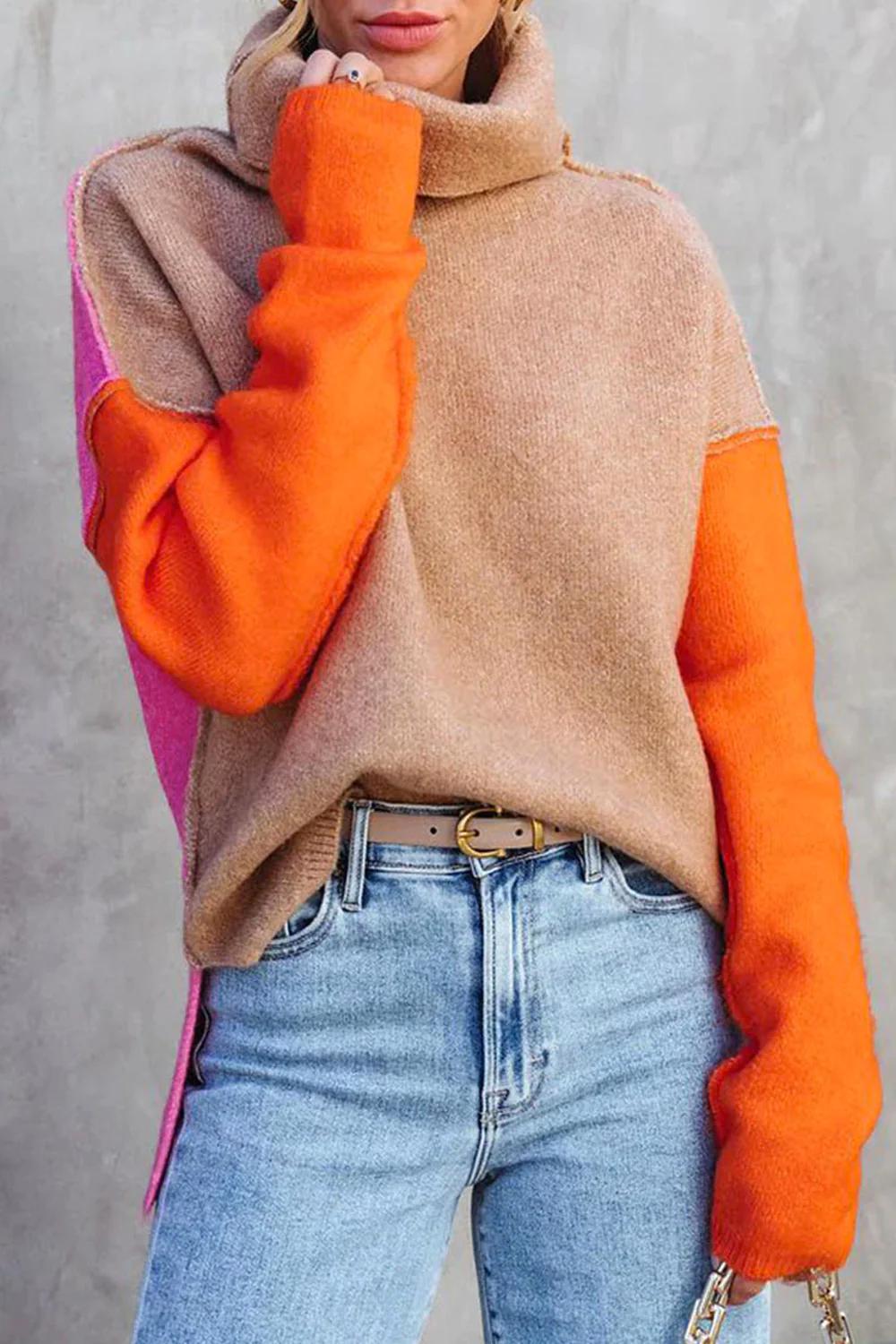 Women’s Sweater with Color Block Design