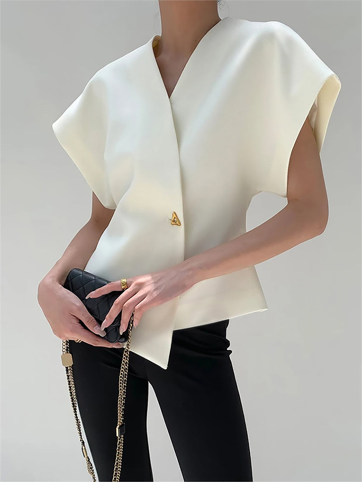 White Essential V-Neck Top - Perfect for Day-to-Night Transition