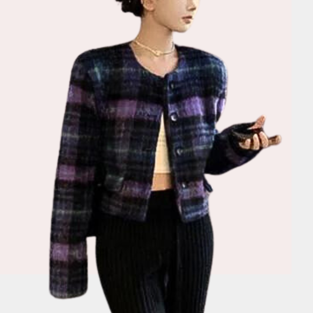 Eula - Elegant Women's Check Jacket