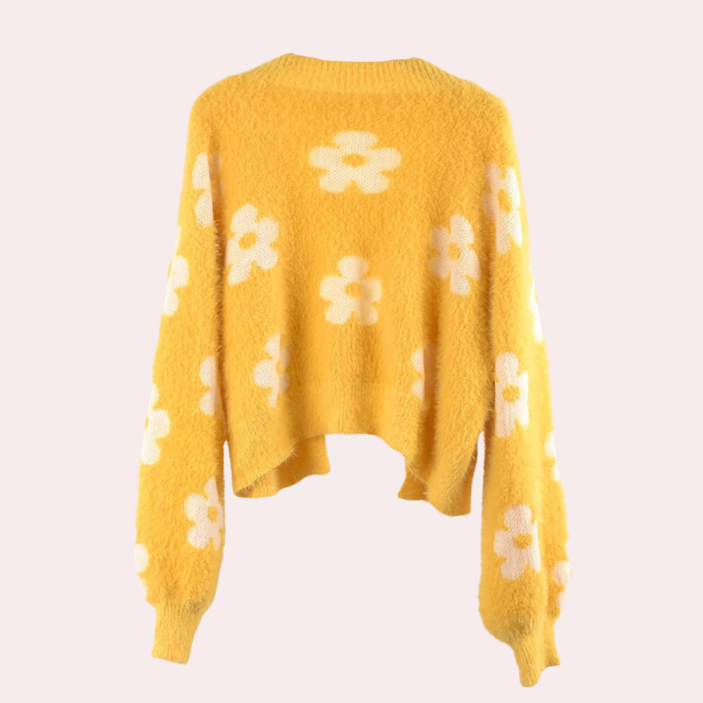 Gaspara - Charming cosy jumper with flowers and fancy sleeves