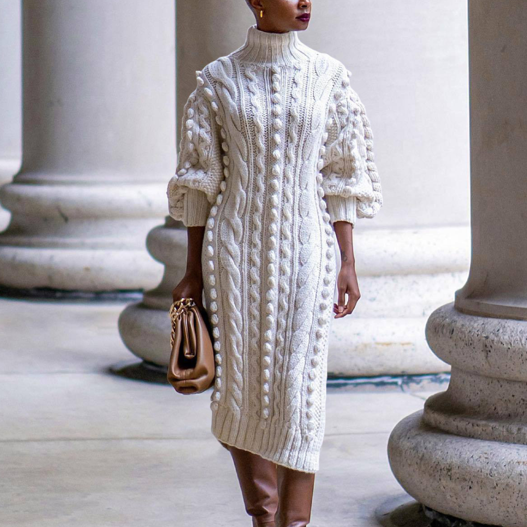 Stylish knitted dress for winter