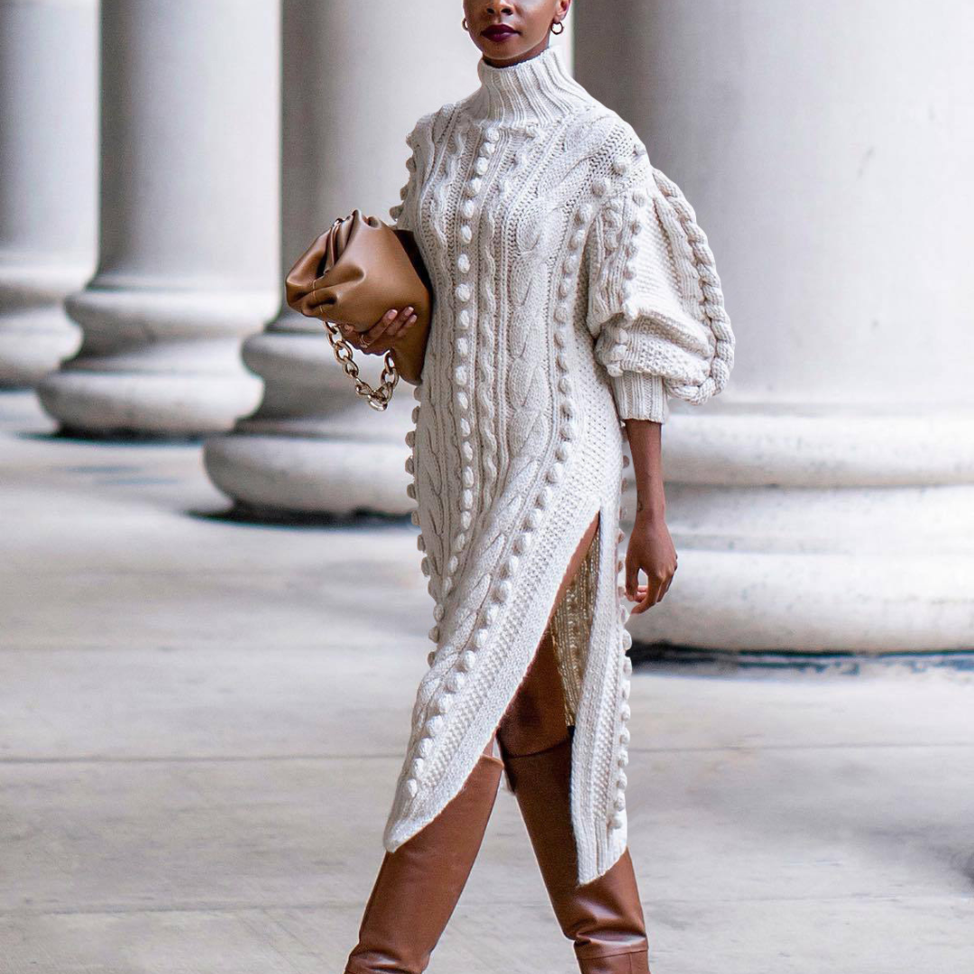 Stylish knitted dress for winter