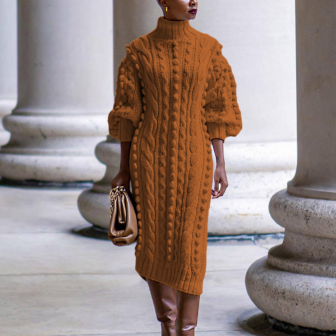 Stylish knitted dress for winter