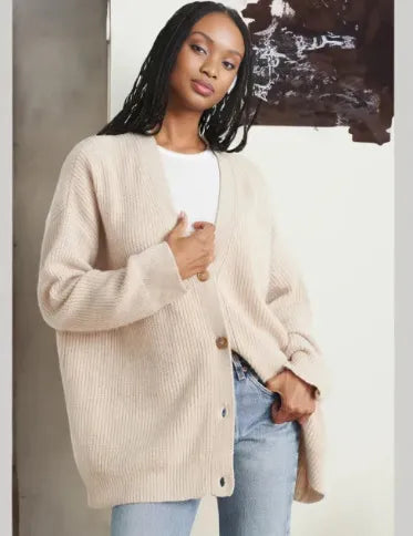 Women’s Cardigan With V-Neckline And Button Closure