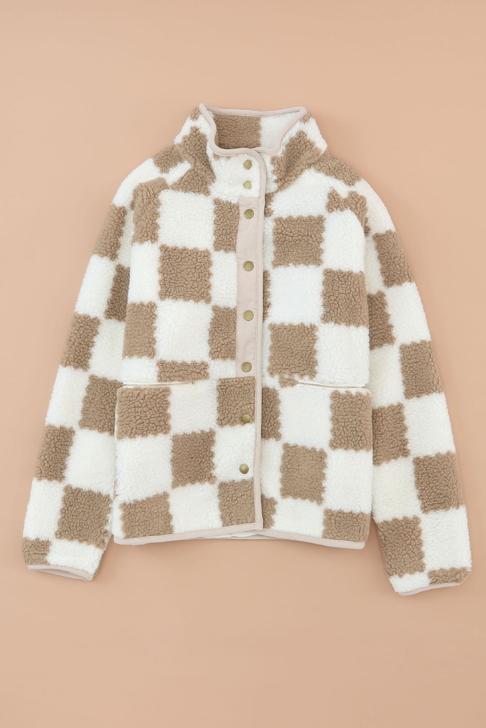 Women’s Plaid Jacket with Button and Pocket Details