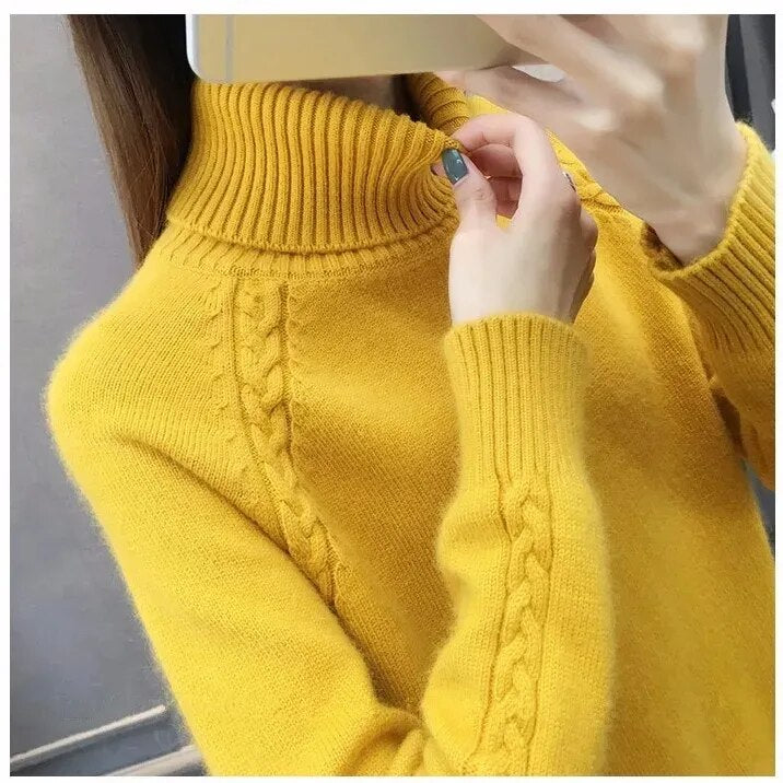 Women’s Turtleneck Jumper With Cable Detailing