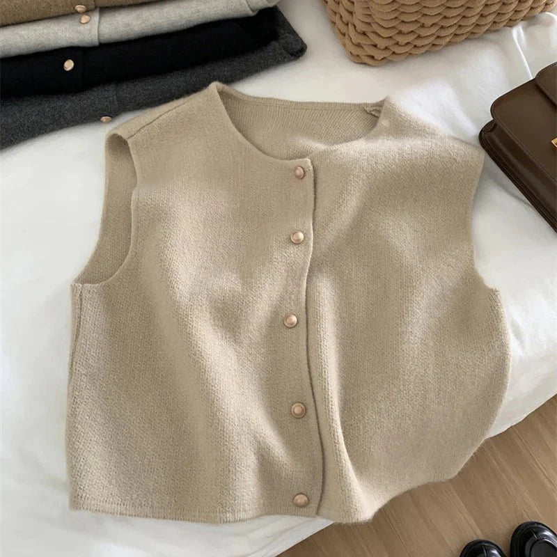 Women's Vest with V-Neck and Straight Cut