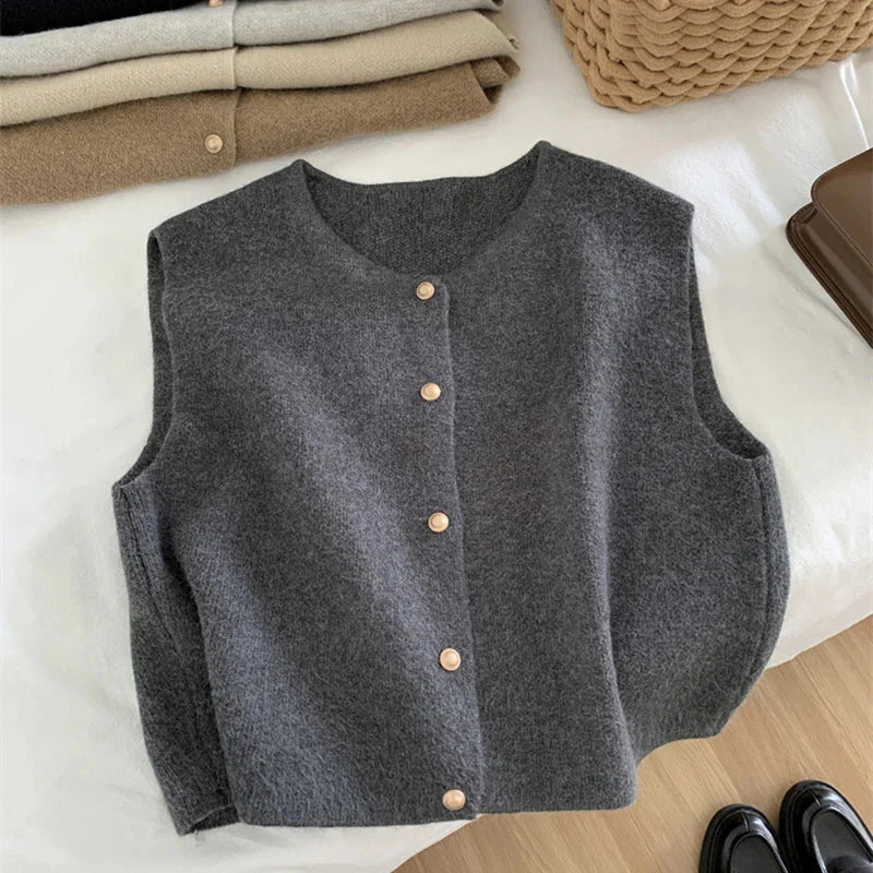 Women's Vest with V-Neck and Straight Cut