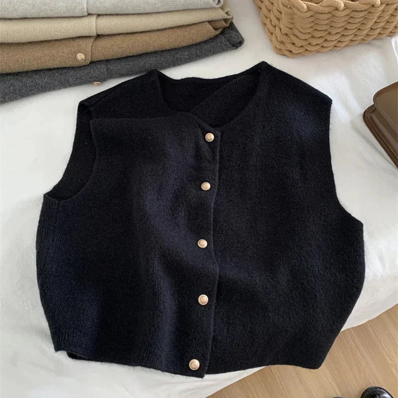 Women's Vest with V-Neck and Straight Cut