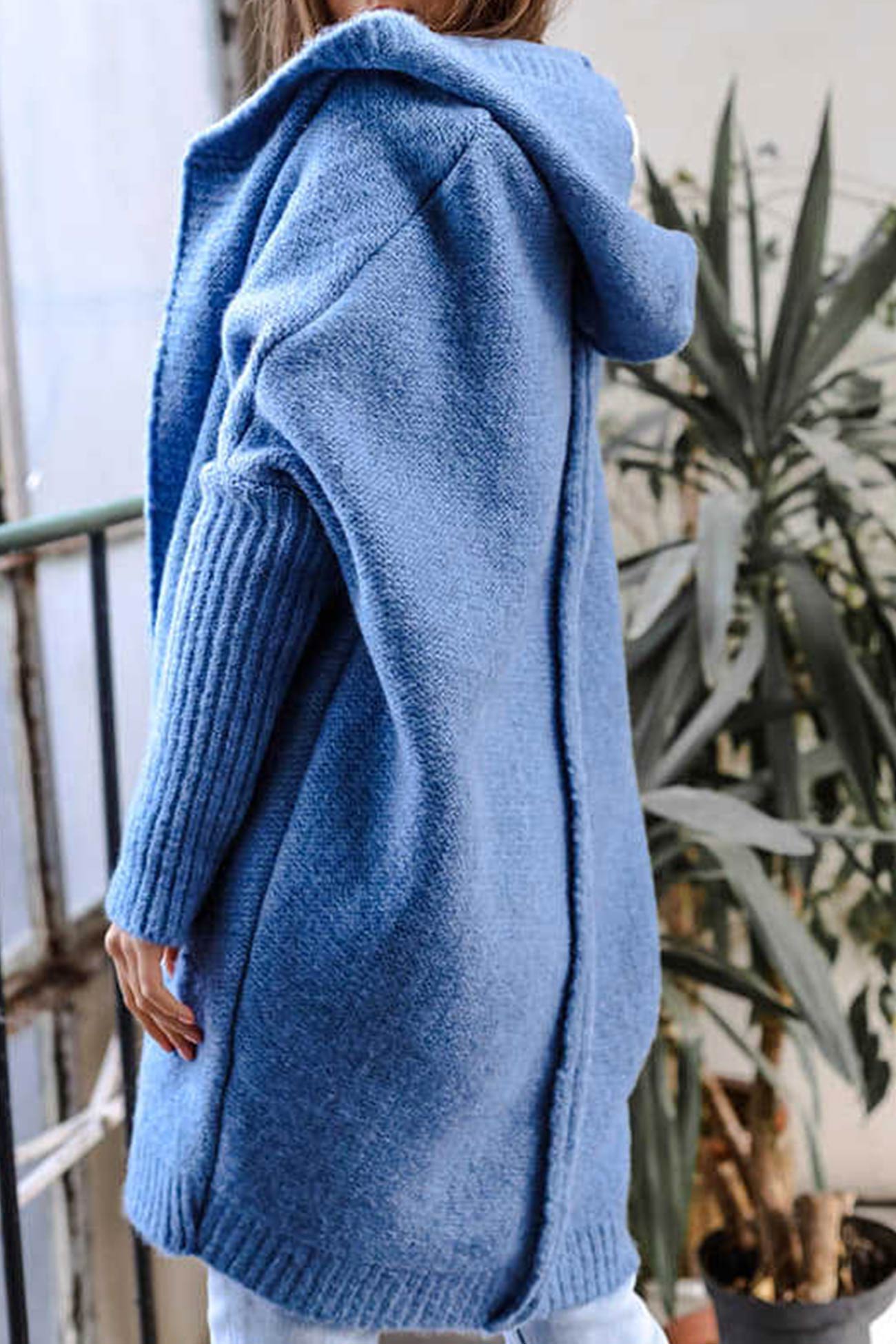 Bat-Shaped Hooded Knitted Cardigan