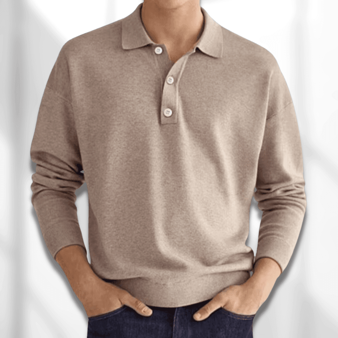 Felix - Timeless Polo Pullover for Men with Knitted Texture