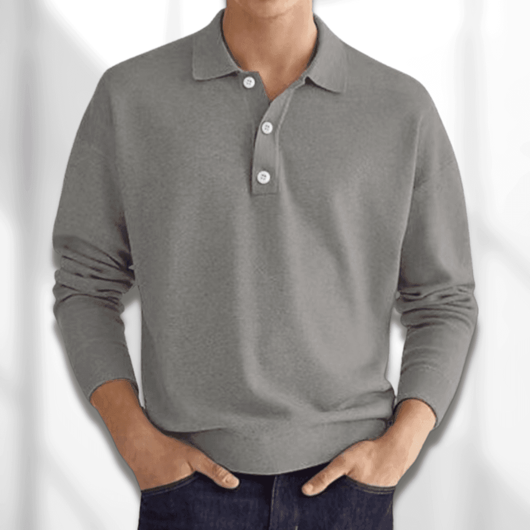 Felix - Timeless Polo Pullover for Men with Knitted Texture