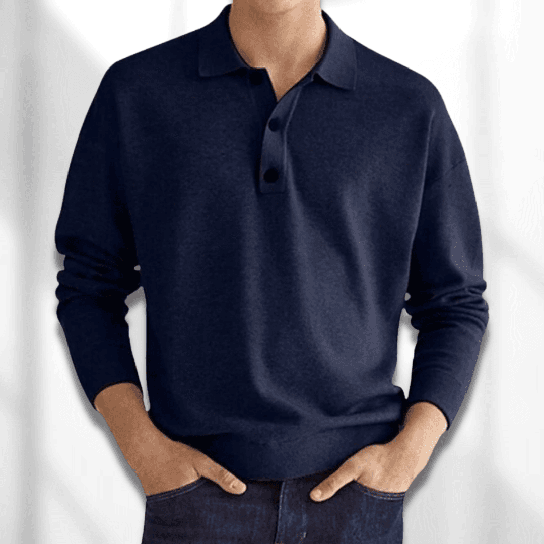 Felix - Timeless Polo Pullover for Men with Knitted Texture