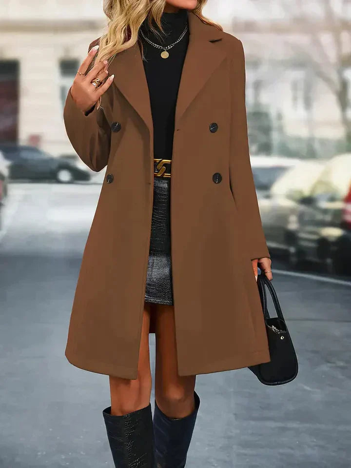 Women's Trench Coat With Belted Waist And Double Fastening