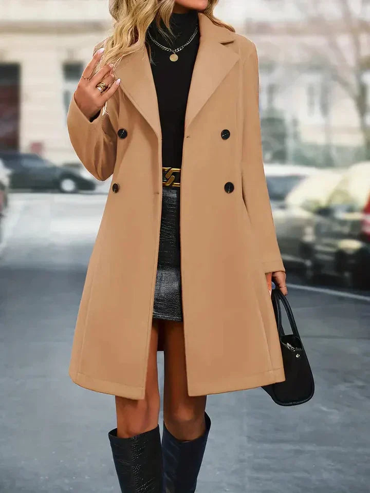 Women's Trench Coat With Belted Waist And Double Fastening