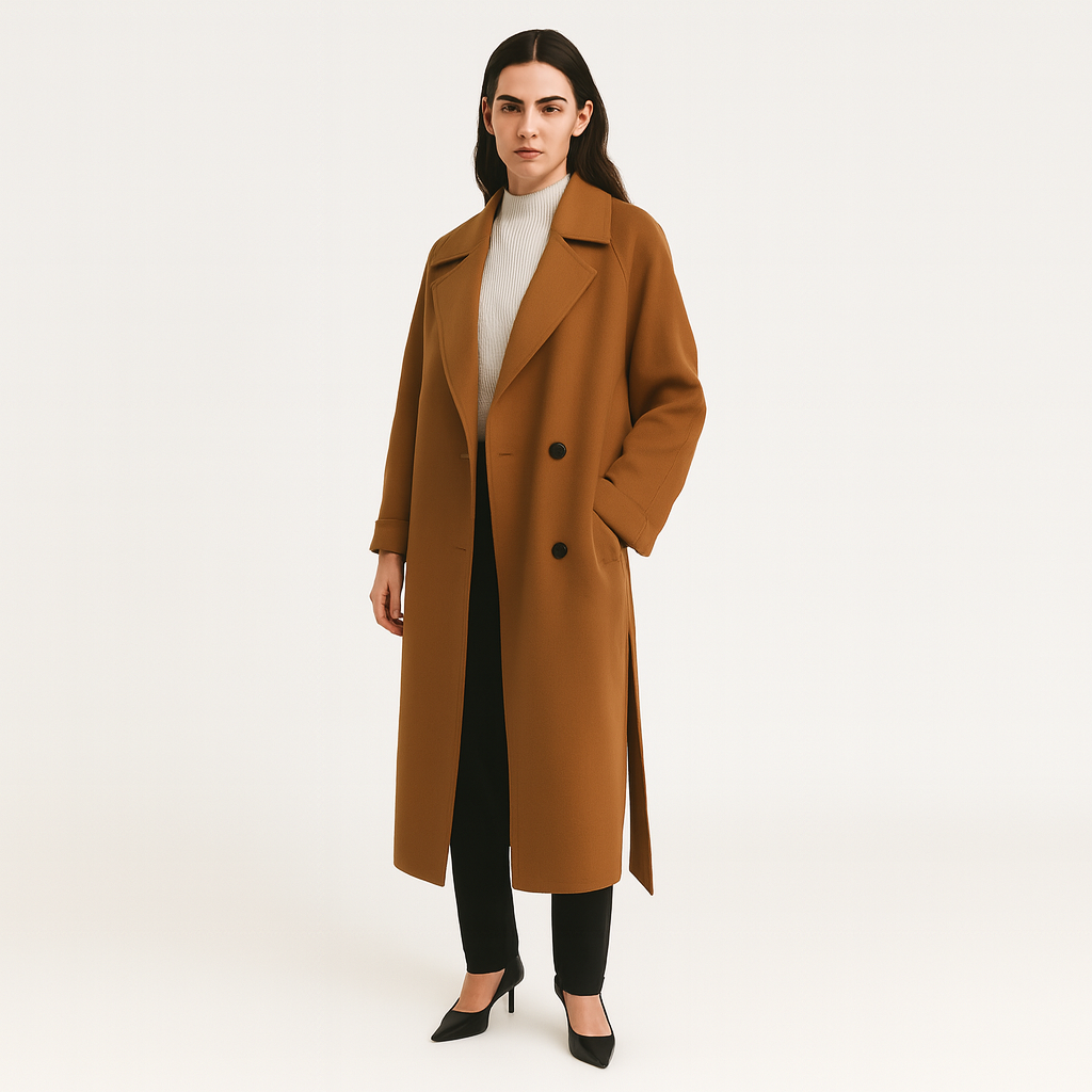 Women’s Long Coat With Structured Shoulders