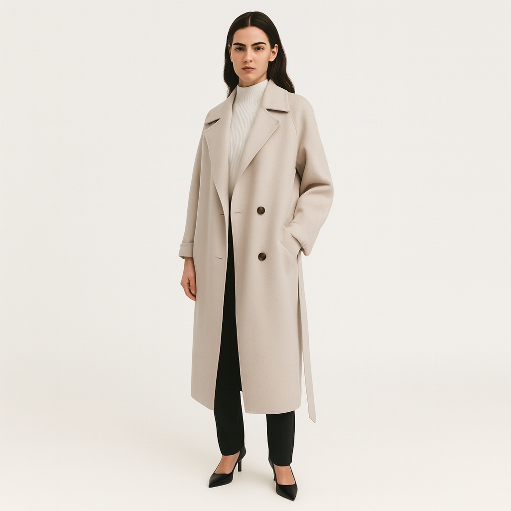 Women’s Long Coat With Structured Shoulders