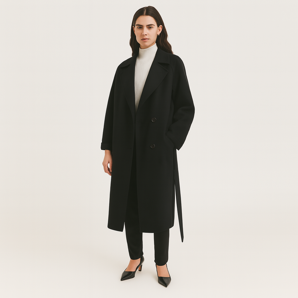 Women’s Long Coat With Structured Shoulders