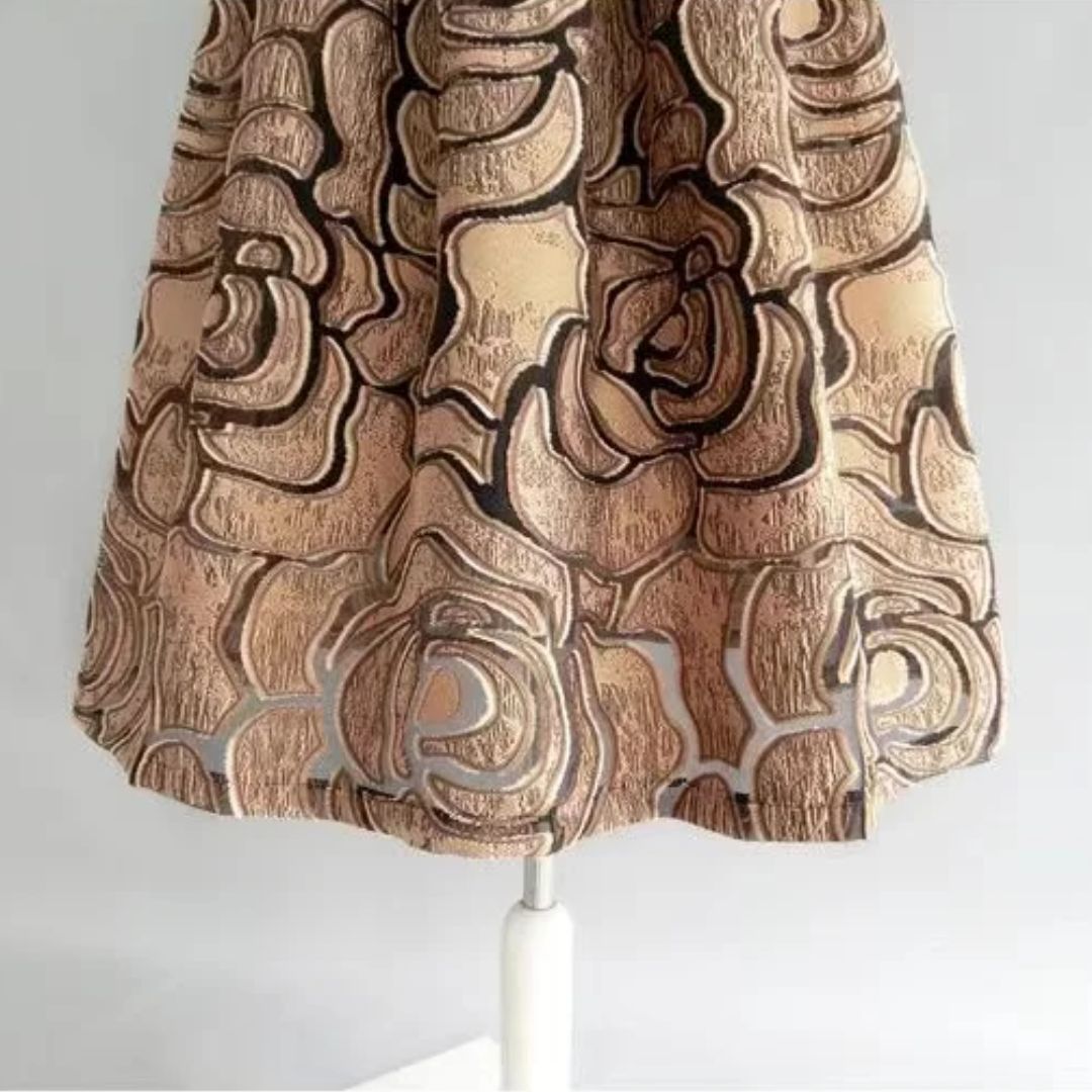 High-Waisted Jacquard A-Line Midi Skirt