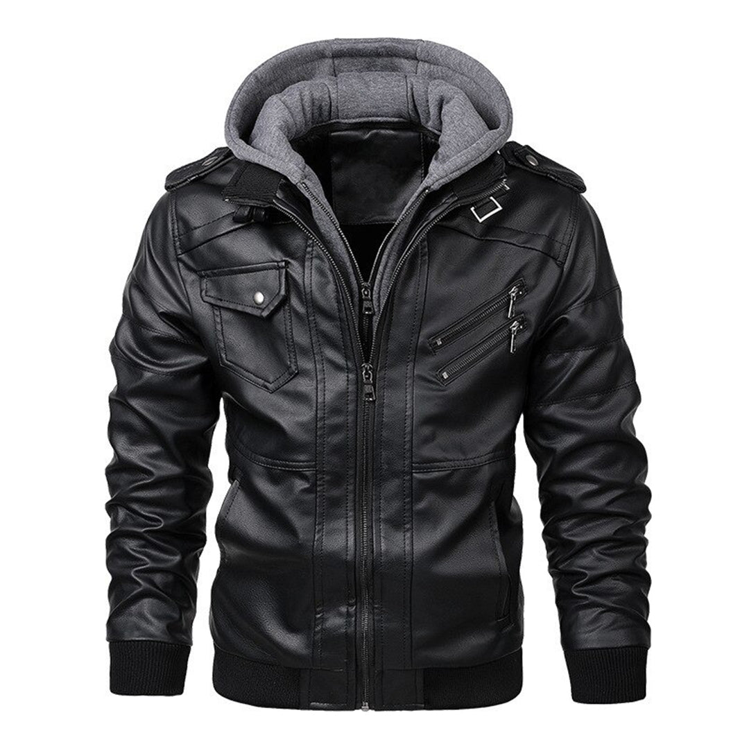 Jacob - Men's leather hooded jacket