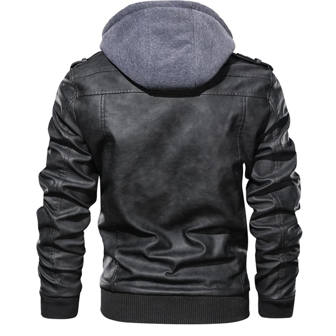 Jacob - Men's leather hooded jacket