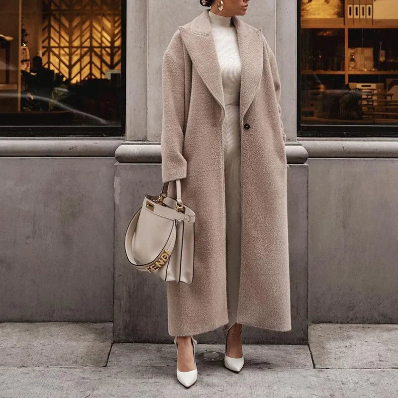 Women's Long Coat With Button Closure