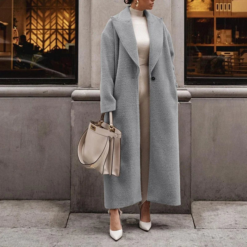 Women's Long Coat With Button Closure