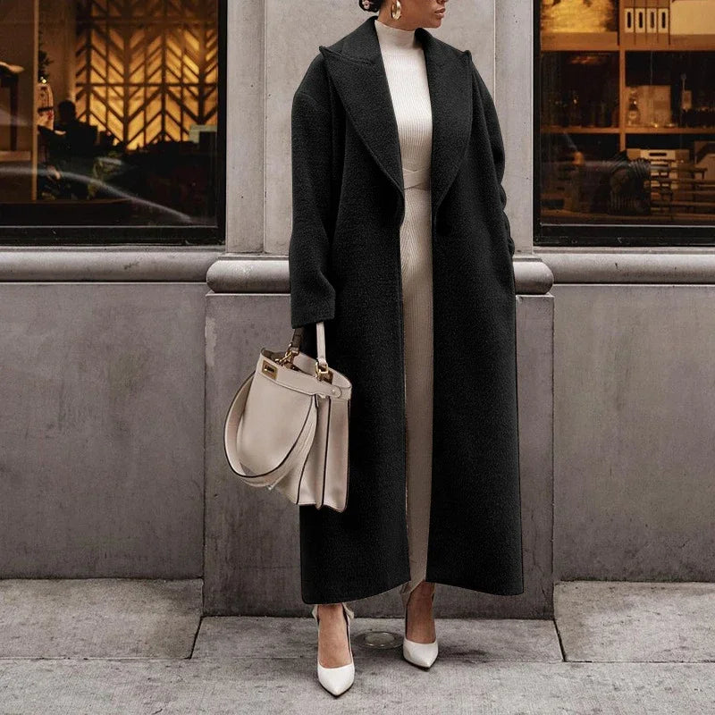 Women's Long Coat With Button Closure