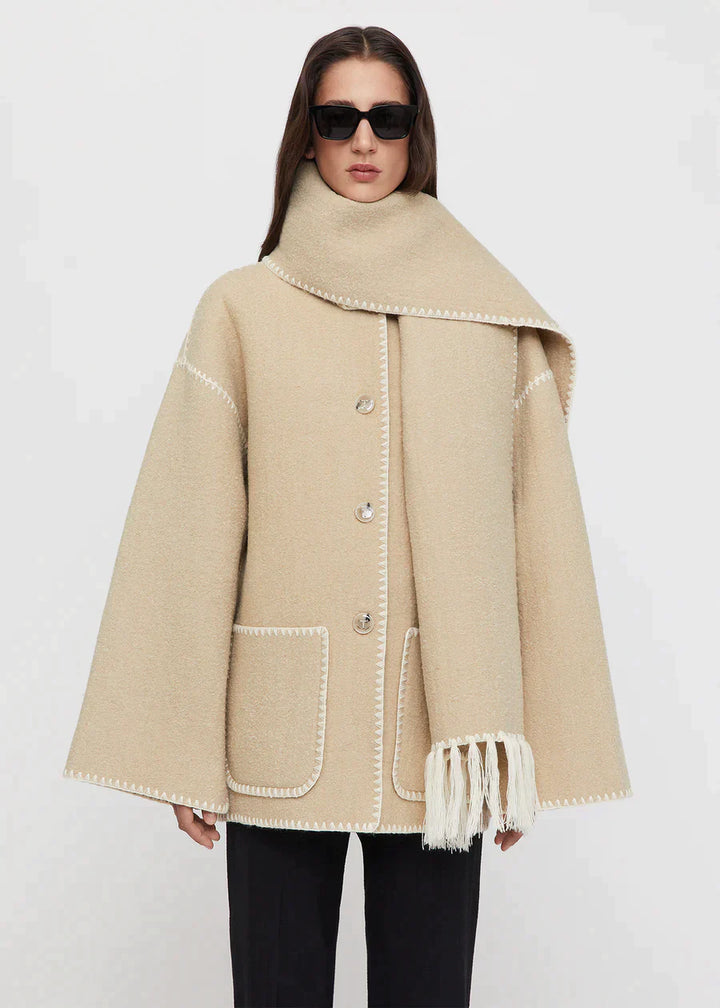 Women’s Coat with Integrated Scarf