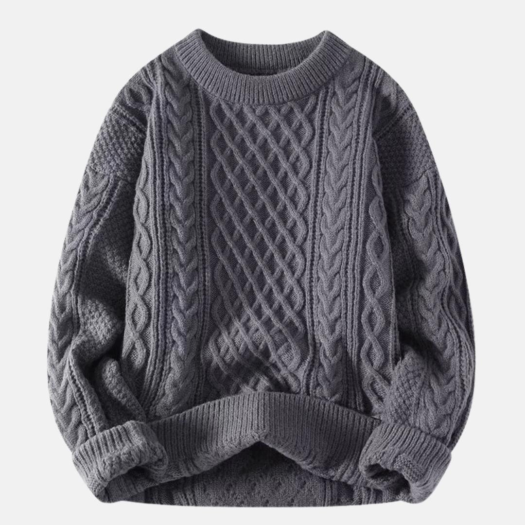 Men’s Cable-Knit Jumper with Ribbed Trims