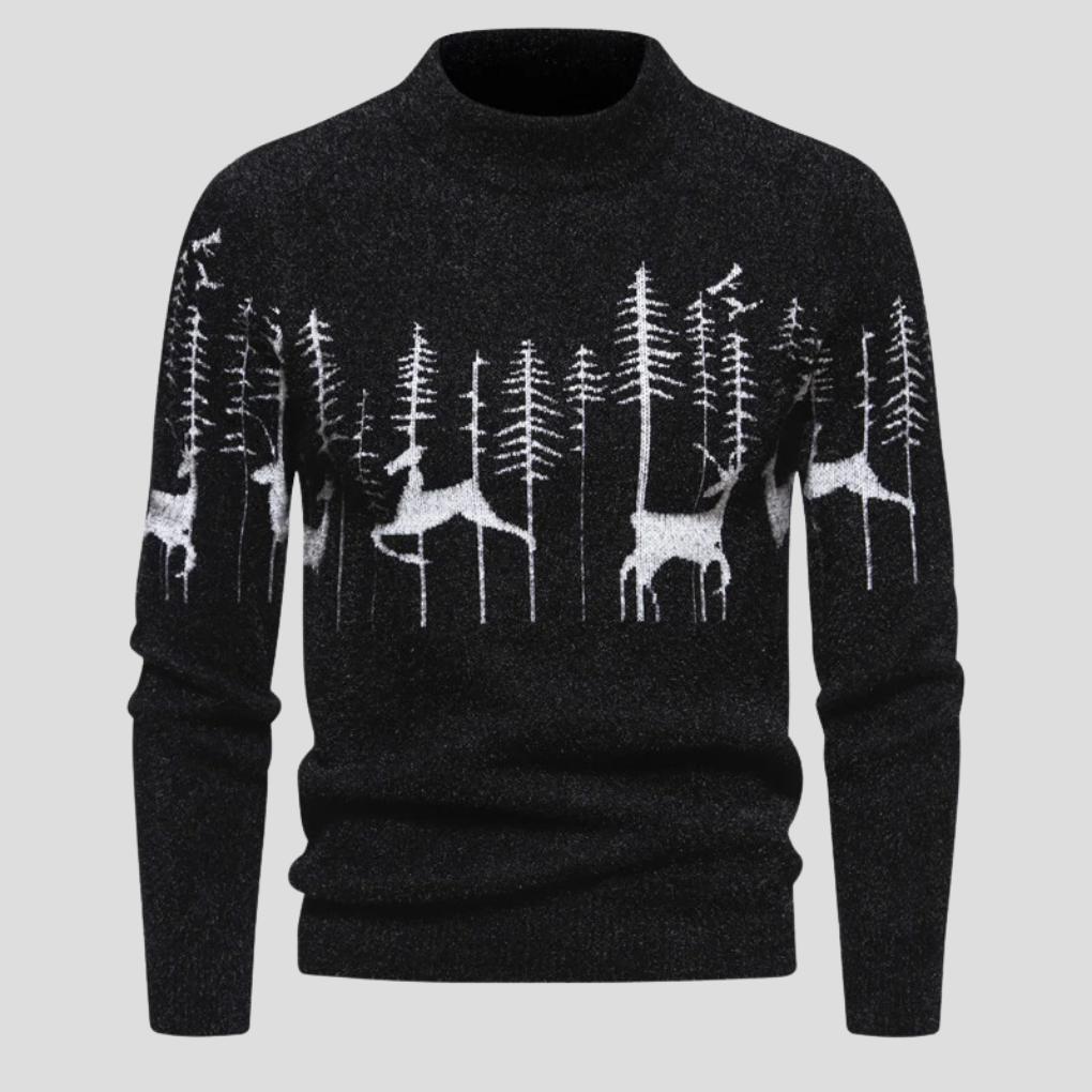 Men’s Festive Crew-Neck Jumper with Reindeer Pattern