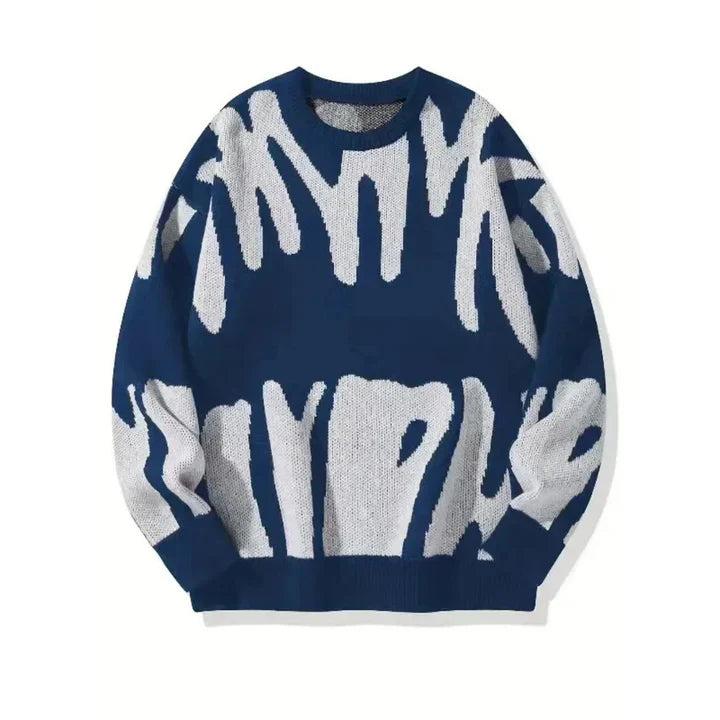 Men’s Graphic Crew-Neck Knit Jumper with Abstract Pattern
