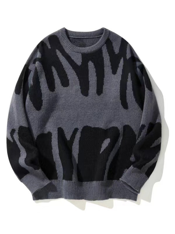 Men’s Graphic Crew-Neck Knit Jumper with Abstract Pattern