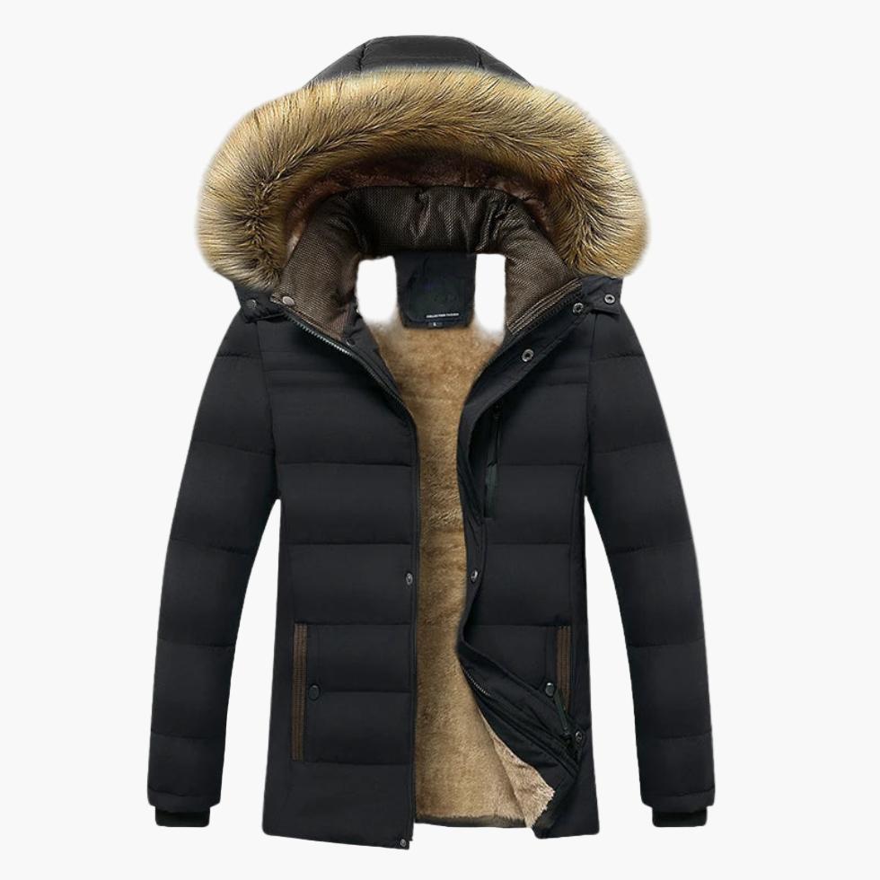Men’s Hooded Parka Jacket for Cold Seasons with Faux Fur Trim