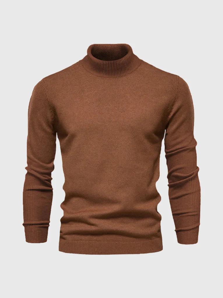 Men’s Knit Turtleneck Sweater with Ribbed Trims