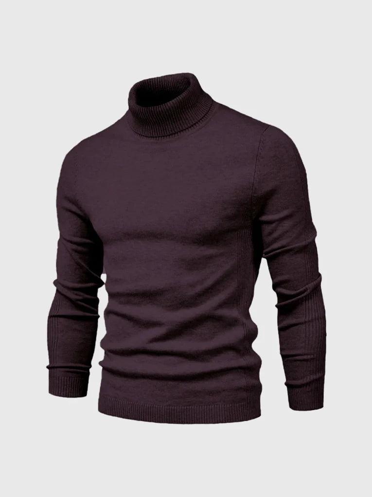 Men’s Knit Turtleneck Sweater with Ribbed Trims