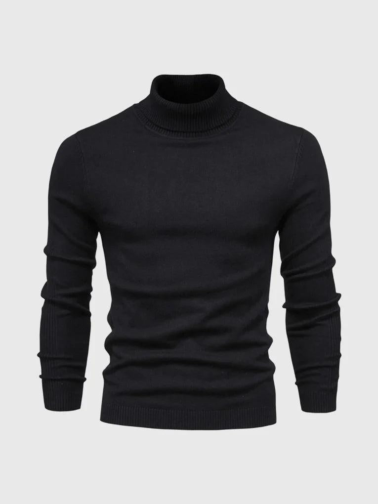 Men’s Knit Turtleneck Sweater with Ribbed Trims
